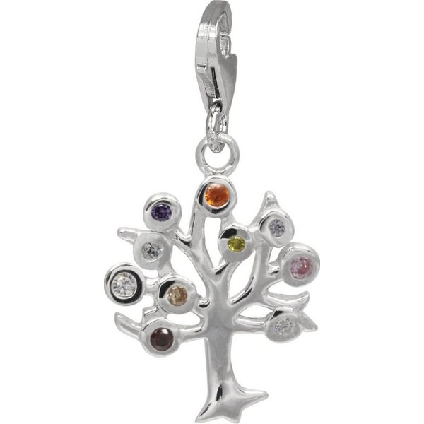 SilberDream Charm-Einhänger SilberDream Charm 925 Echt Silber Anhänger, Lebensbaum bunt Anhänger 925 Sterling Silber, silber