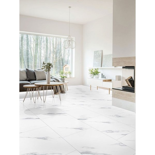 Check Vinylboden – Klick-Vinyl Hochglanz Marmoroptik 83x47 cm – wasserfest & robust –, Hochglanz-Fliese XL, inkl. Trittschalldämmung, Packung, In 1 Packung: 6 P