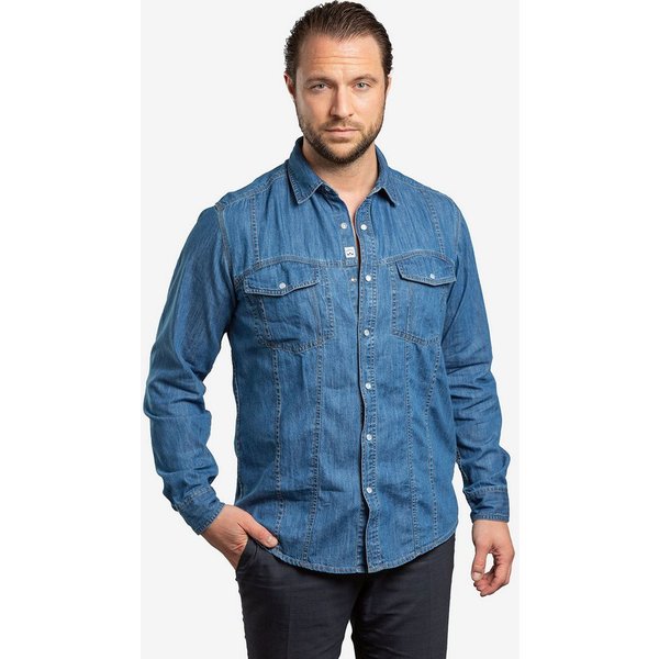 Checker Jeanshemd Dynasty Denim bluse longsleeve langarm
