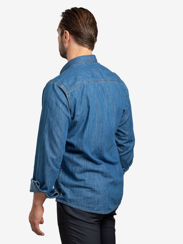 Checker Jeanshemd Dynasty Denim bluse longsleeve langarm – Bild 5 von 5