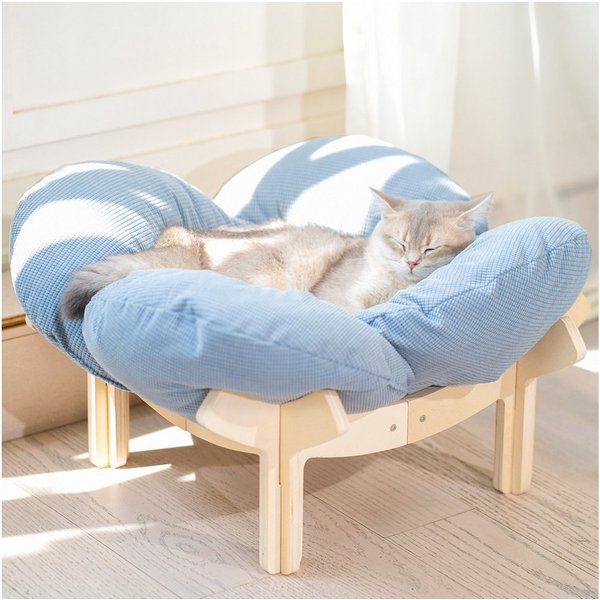 CheerPals Tierbett Erhöhtes Blumenform, 55cm großes Katzensofa, weiches Kissen, Polyesterfaser