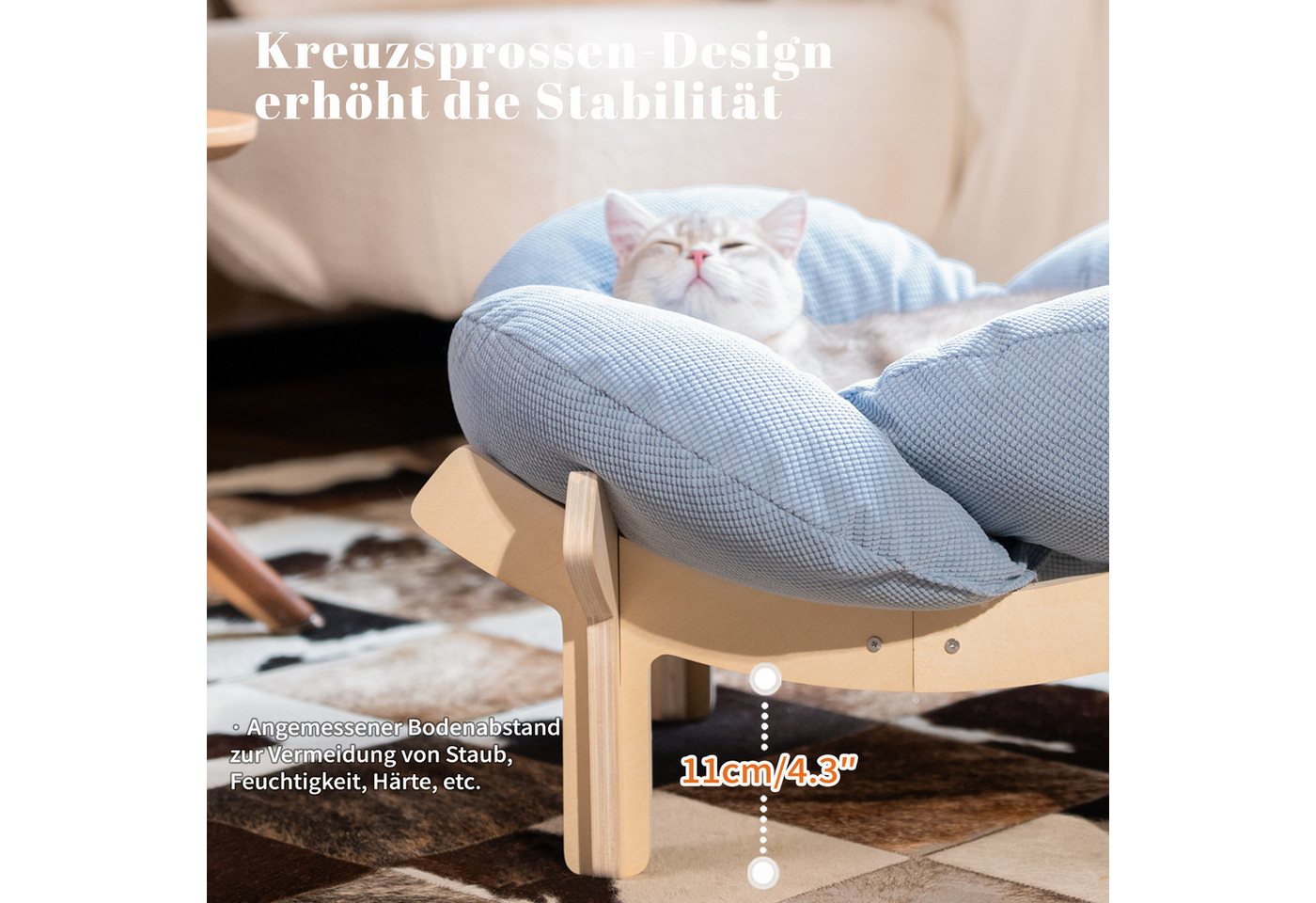CheerPals Tierbett Erhöhtes Blumenform, 55cm großes Katzensofa, weiches Kissen, Polyesterfaser – Bild 3 von 5