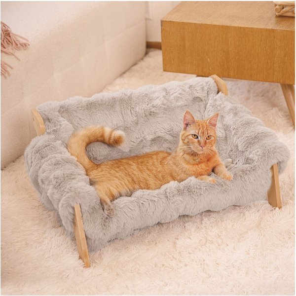 CheerPals Tierbett Erhöhtes Design aus stabilem Buchenholz für optimalen Liegekomfort, Polyesterfaser