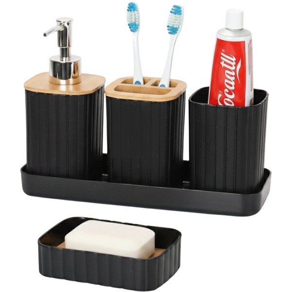 Cheffinger Badaccessoire-Set Badezimmer-Set 5-tlg – Modernes Zubehör für Bad & Gäste-WC, 5 tlg.
