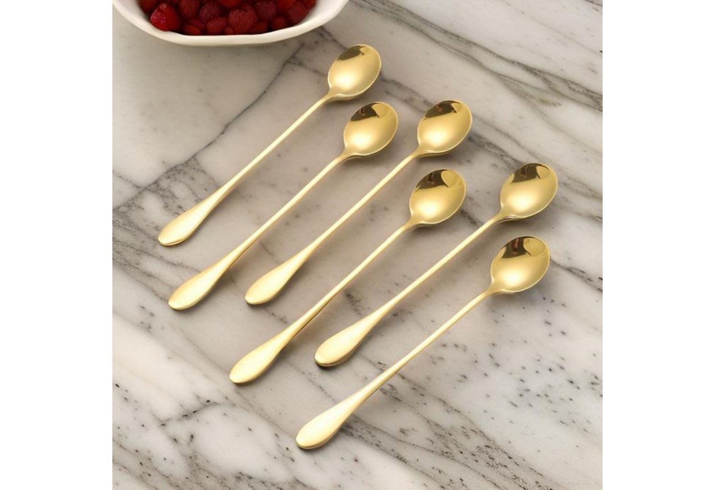 Cheffinger Besteck-Set 6er Set goldene Latte-Kaffeelöffel aus hochwertigem Edelstahl Modern, Edelstahl – Bild 4 von 5