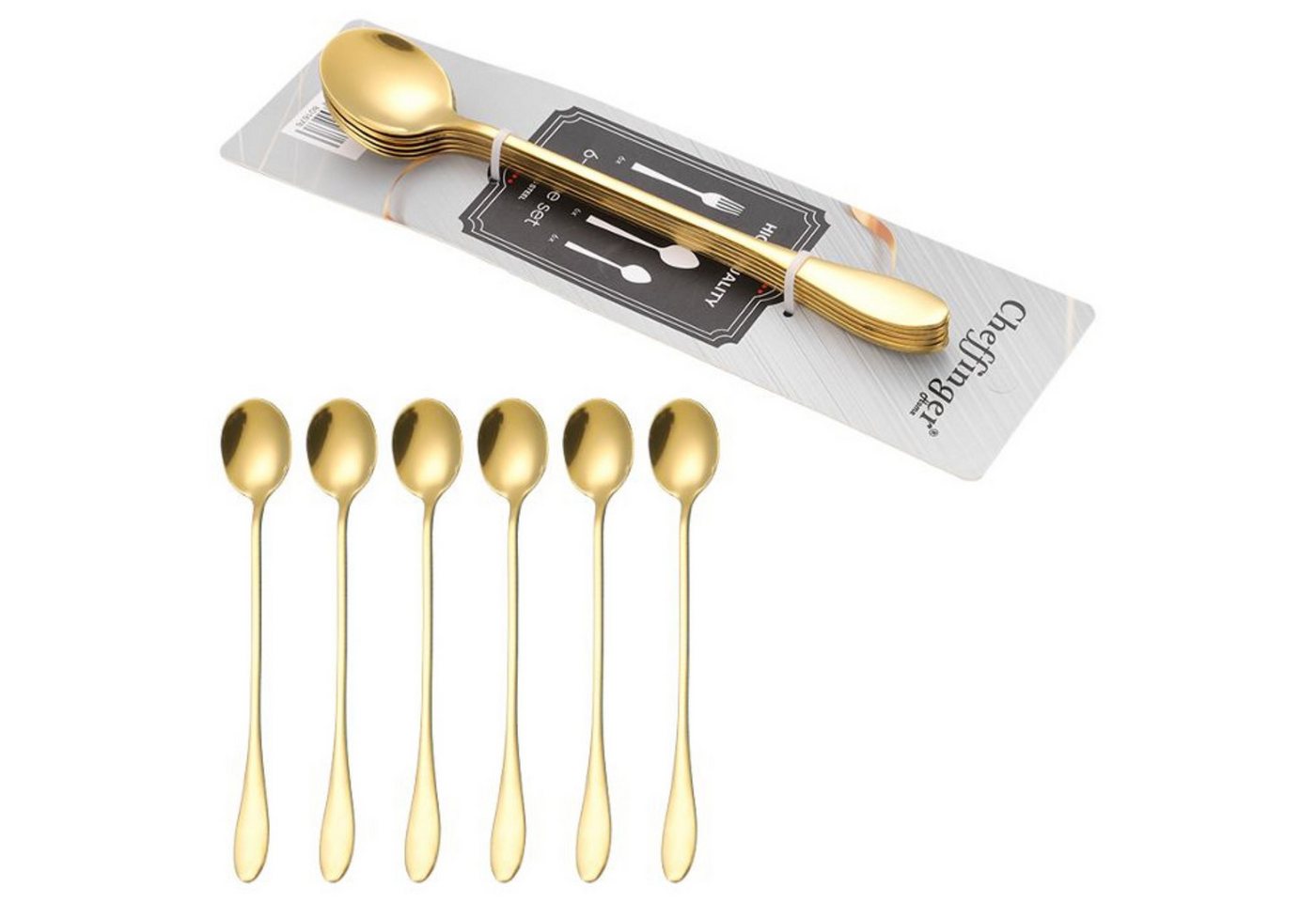 Cheffinger Besteck-Set 6er Set goldene Latte-Kaffeelöffel aus hochwertigem Edelstahl Modern, Edelstahl – Bild 5 von 5