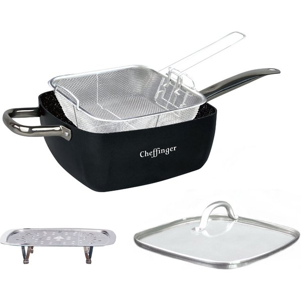Cheffinger Bratpfanne Multi Pfanne Induktion 4-teilig Antihaft 24 x 24 x 9,5 cm Antikratz De, Aluminium (4-tlg), Spülmaschinenfest