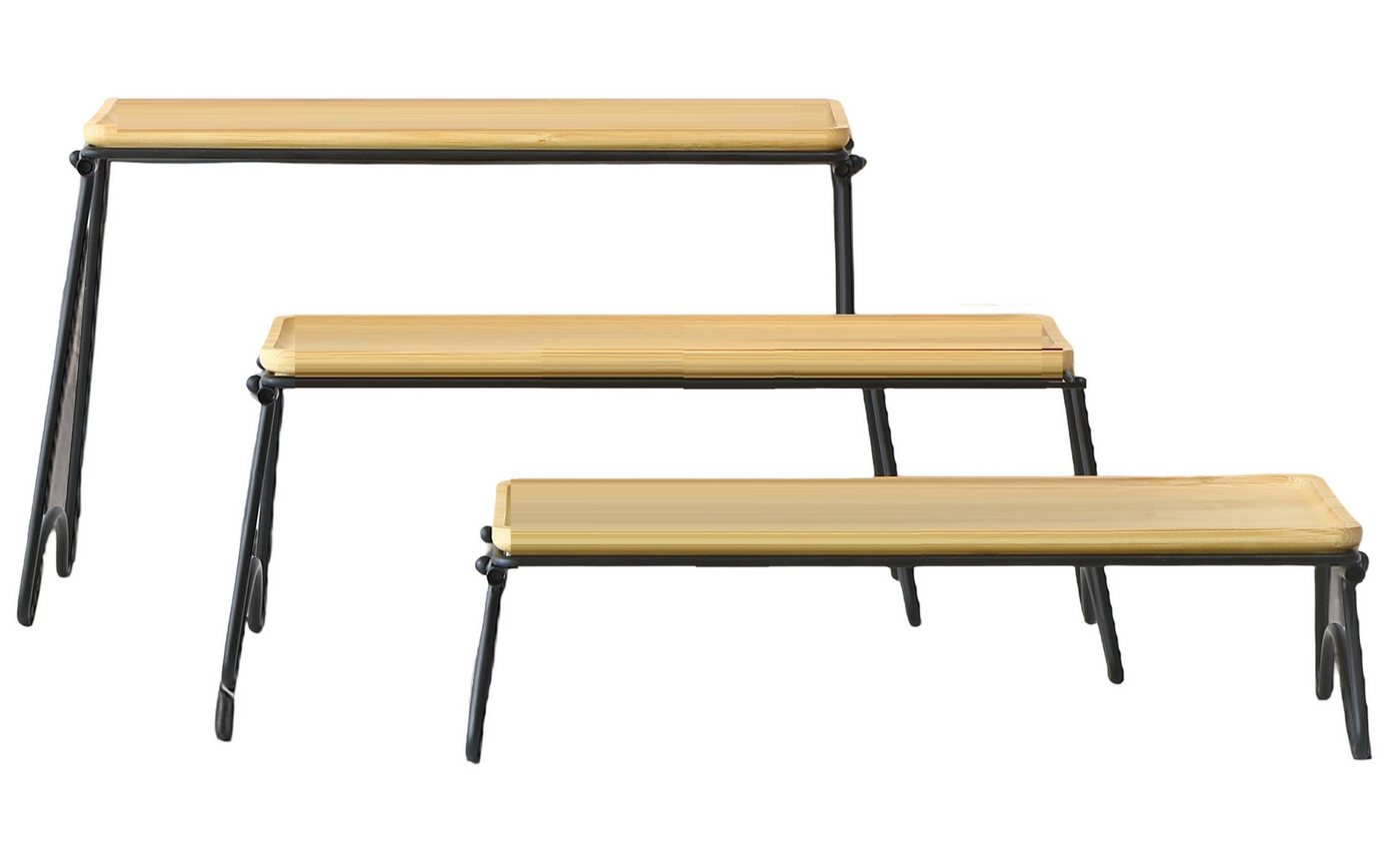 Cheffinger Dekotablett Serviertablett Tablett Set mit klappbaren Beinen Etagere 3tlg – Bild 2 von 5