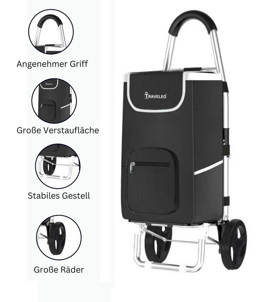Cheffinger Einkaufstrolley 56L Einkauf Trolley - Einkaufswagen Shopping Trolley Aluminium Stabil, Klappbar – Bild 2 von 4