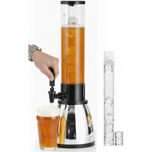 Cheffinger Getränkespender XL Getränkespender + Eiswürfelrohr Bier Wasser Saft Cocktail Party