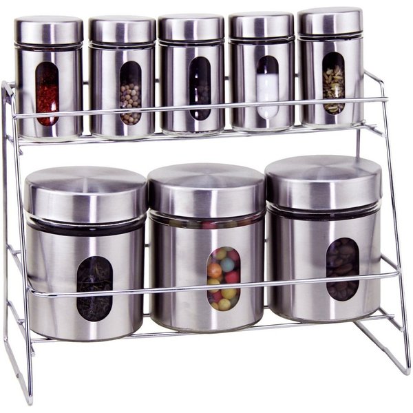 Cheffinger Gewürzständer 8-teiliges Set – Edelstahl Gewürzregal mit Gewürzbehälter, (8-tlg)