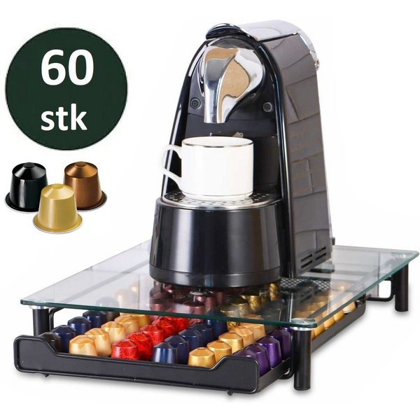 Cheffinger Kapselspender Kaffeekapsel Schublade für 60 Kapseln kompatibel mit Nespresso