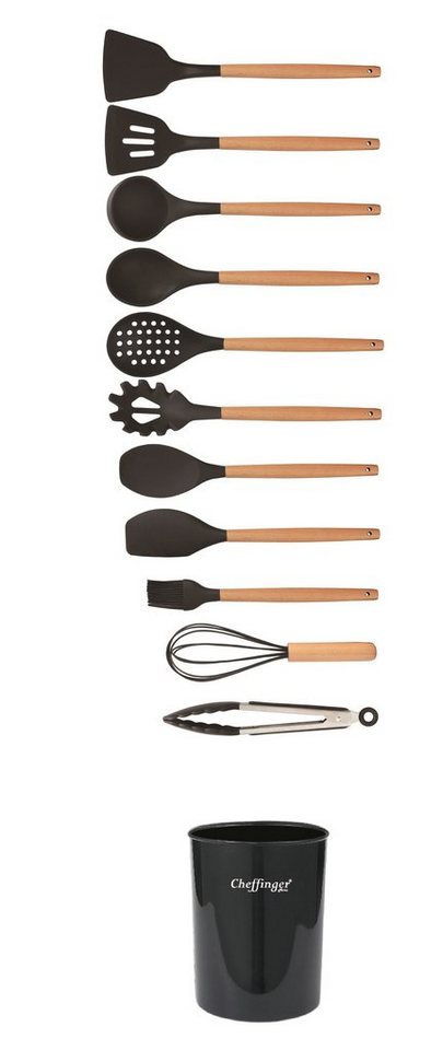 Cheffinger Küchenorganizer-Set Küchenhelfer Küchenutensilien Set mit Ständer 12-tlg.schwarz, (Küchenhelferset bestehend aus 12 Teilen) – Bild 3 von 3