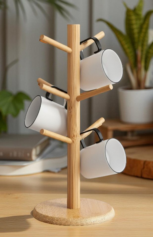 Cheffinger Küchenorganizer-Set Küchenständer aus Bambus, Tassenhalter & Brezelbaum, (1-tlg) – Bild 5 von 5