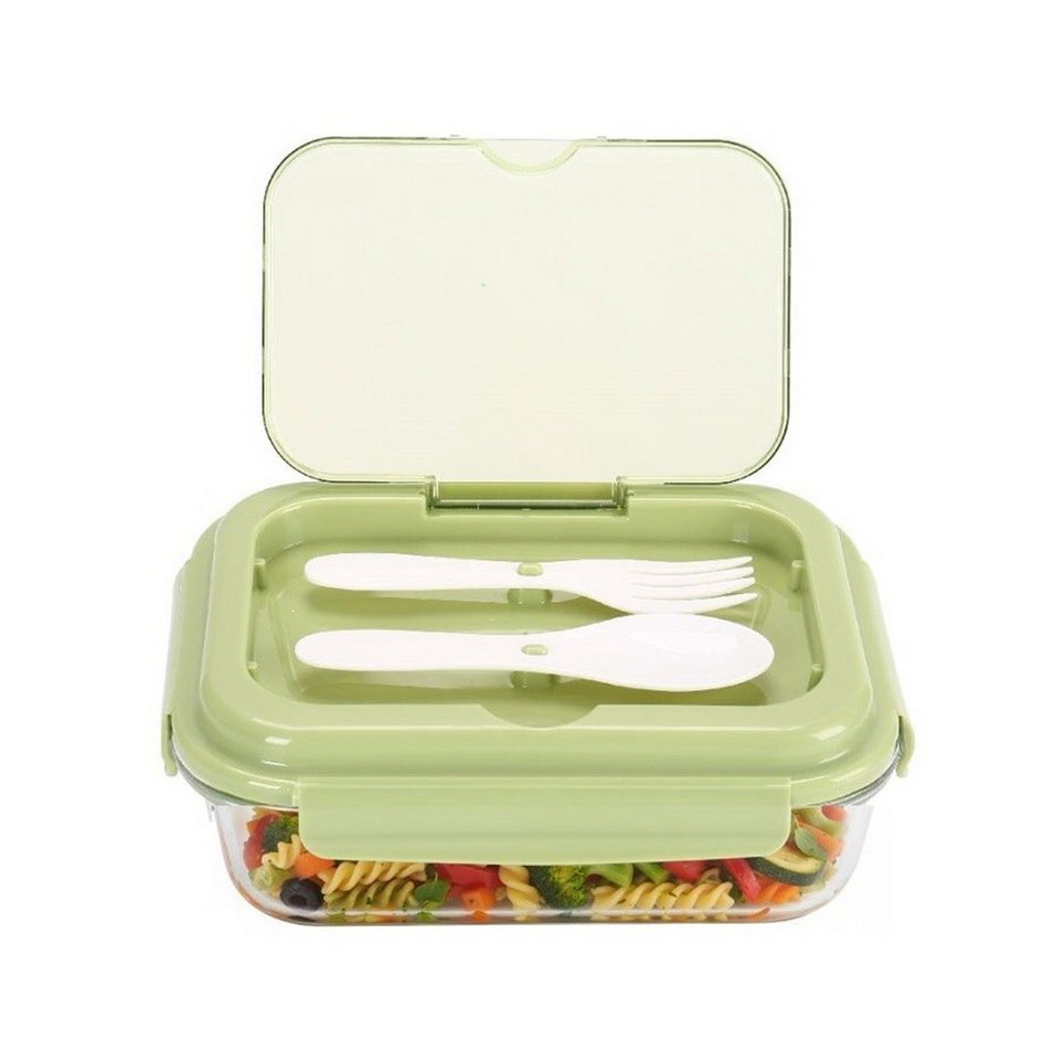 Cheffinger Lunchbox aus Glas mit Besteck - 1L, Brotdose für Schule & Büro, Glas, Kunststoff, (1-tlg), mit Löffel & Gabel, 1 L – Bild 2 von 5