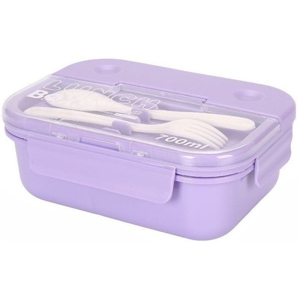 Cheffinger Lunchbox mit Besteck 700 ml - Brotdose mit 3 Fächern für Schule & Büro, Kunststoff, (4-tlg), mit Löffel & Gabel, 700 ml