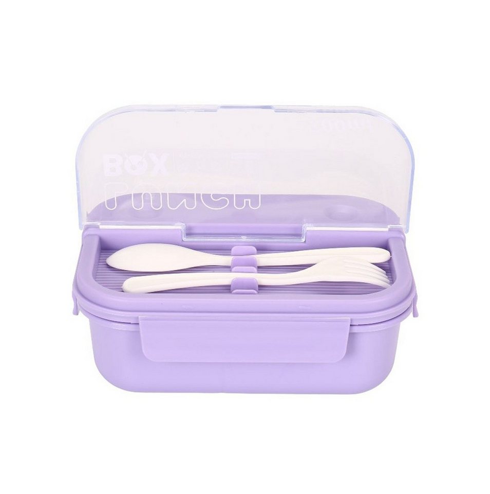 Cheffinger Lunchbox mit Besteck 700 ml - Brotdose mit 3 Fächern für Schule & Büro, Kunststoff, (4-tlg), mit Löffel & Gabel, 700 ml – Bild 2 von 5