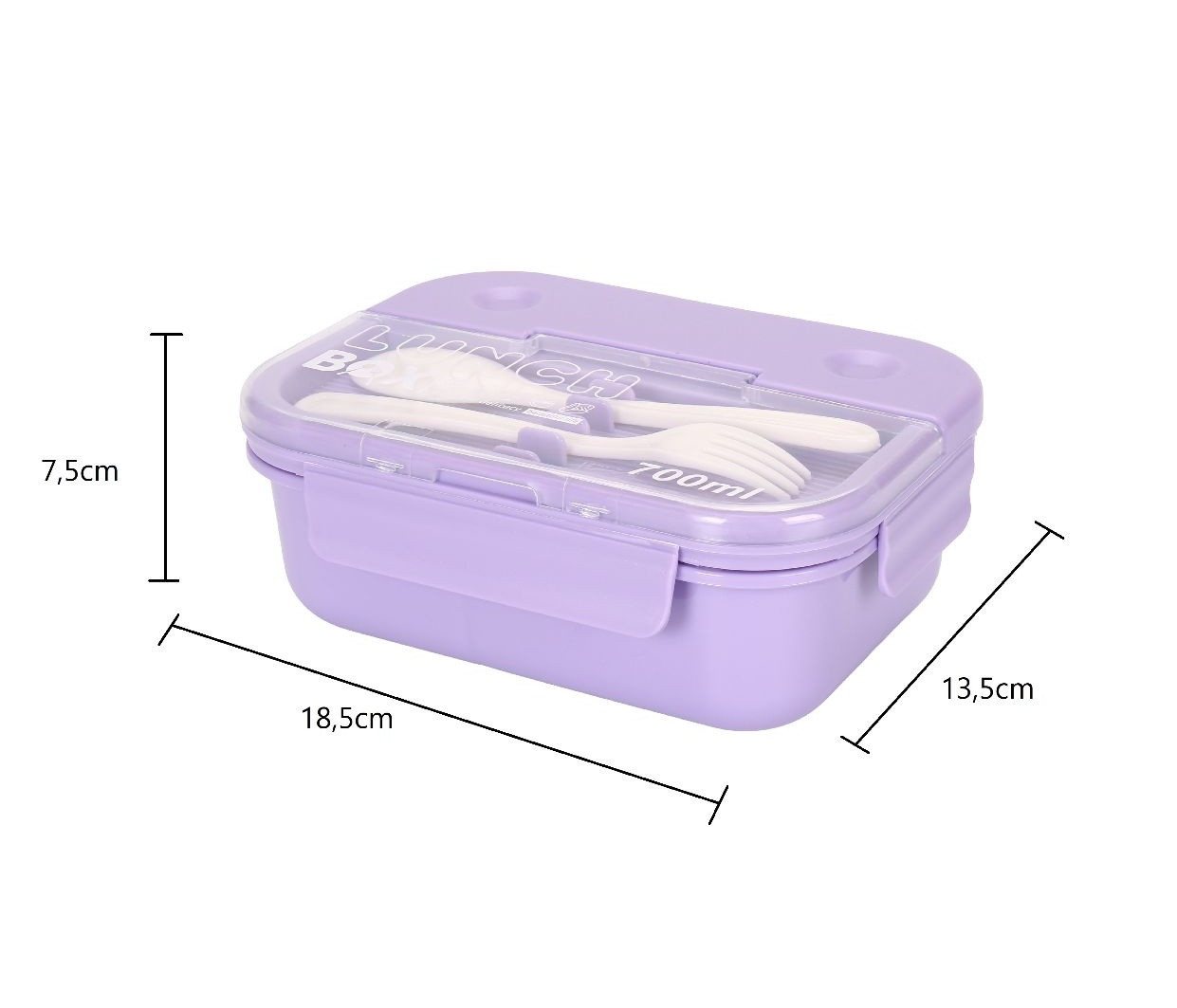 Cheffinger Lunchbox mit Besteck 700 ml - Brotdose mit 3 Fächern für Schule & Büro, Kunststoff, (4-tlg), mit Löffel & Gabel, 700 ml – Bild 5 von 5