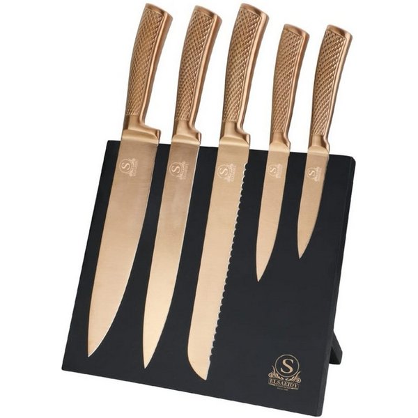 Cheffinger Messer-Set (6-tlg), mit ergonomischem Griff & magnetischem Messerblock, 6-teilig