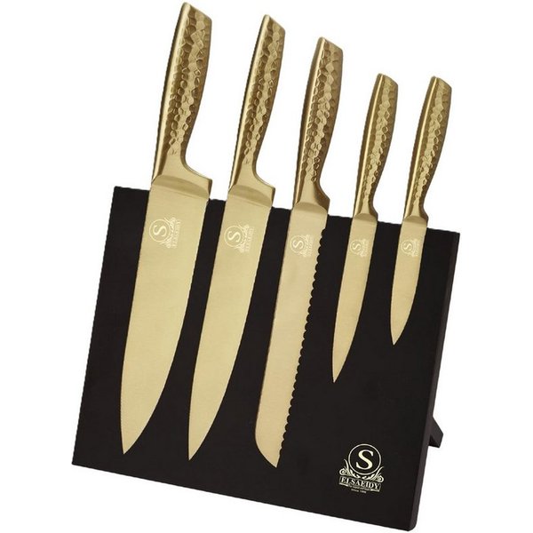 Cheffinger Messer-Set (6-tlg), mit ergonomischem Griff, 6-teilig mit magnetischem Messerblock