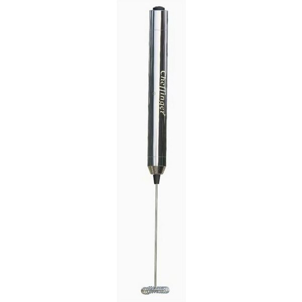 Cheffinger Milchaufschäumer mit Edelstahl-Schneebesen, 20 cm, Schwarz, ergonomisches Design, Edelstahl-Schneebesen, batteriebetrieben
