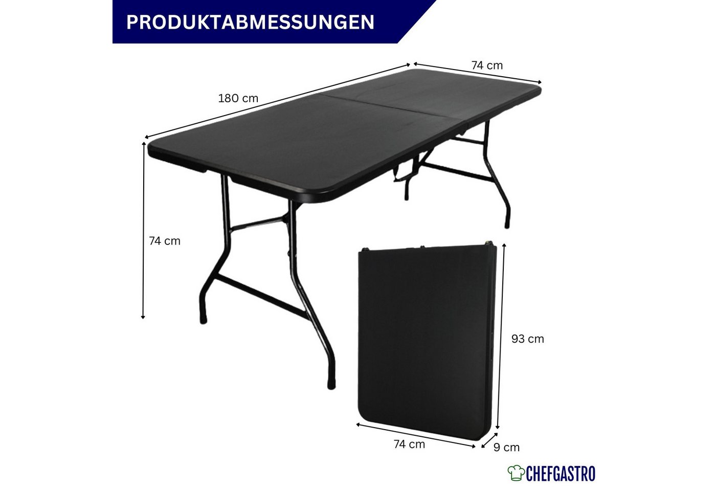 CHEFGASTRO® Gartentisch Buffettisch klappbar, Hochwertiger Gartentisch Outdoortisch für Garten Terrasse oder Balkon – Bild 2 von 5