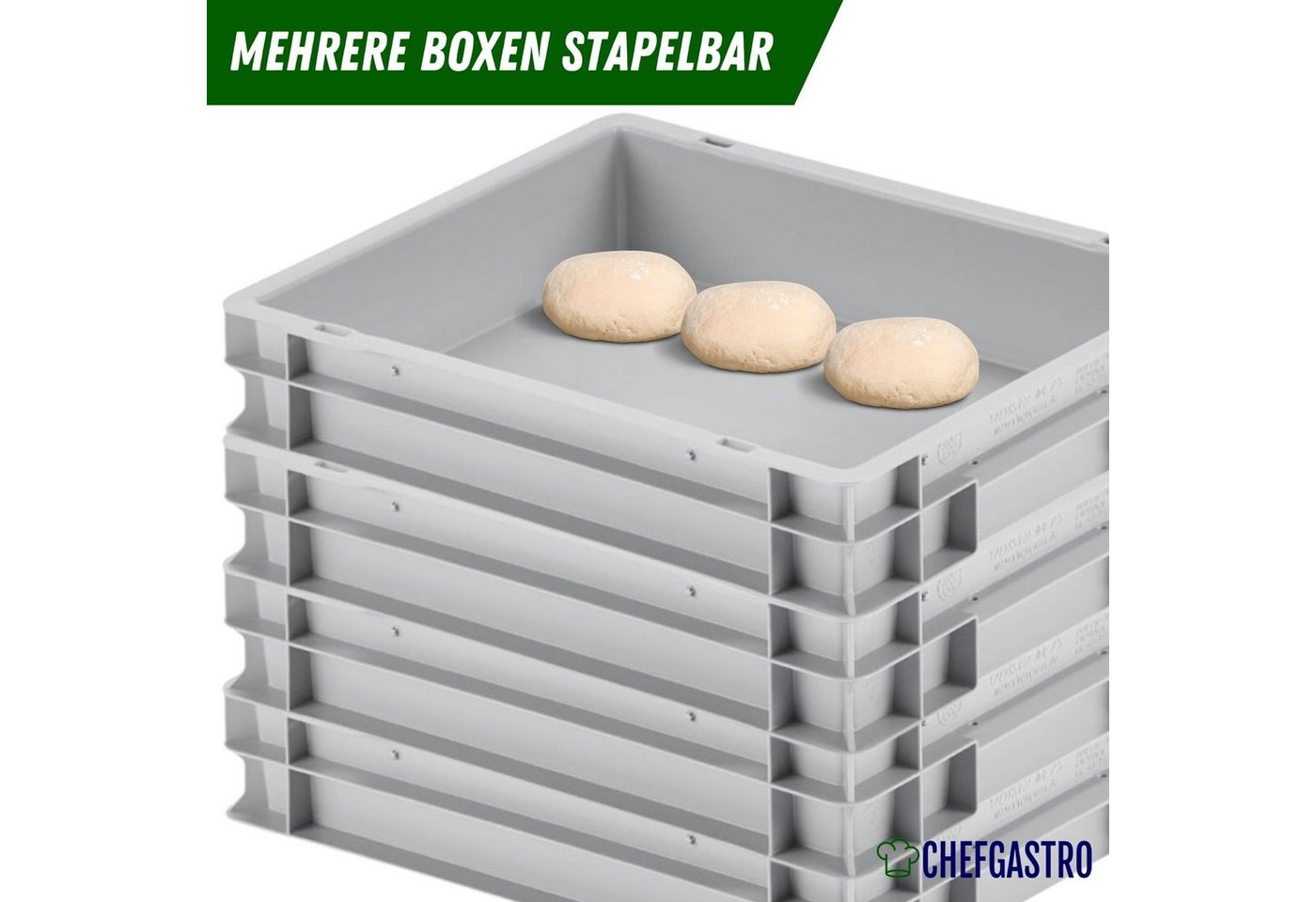 CHEFGASTRO® Stapelbox Pizzaballenbox, /ohne Deckel, 8,5x30x40cm, 9L, Teigwanne für Pizzateig – Bild 5 von 5