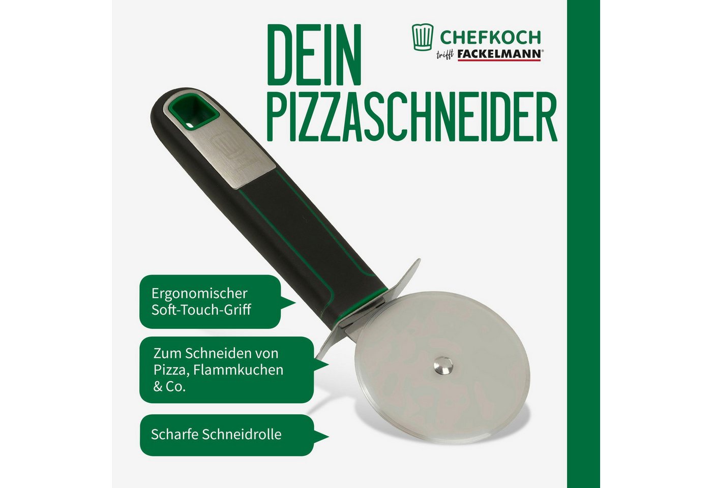 Chefkoch trifft Fackelmann Pizzaschneider Pizzaschneider Premium – Perfekt für Pizza, Flammkuchen & Co. – Bild 2 von 5