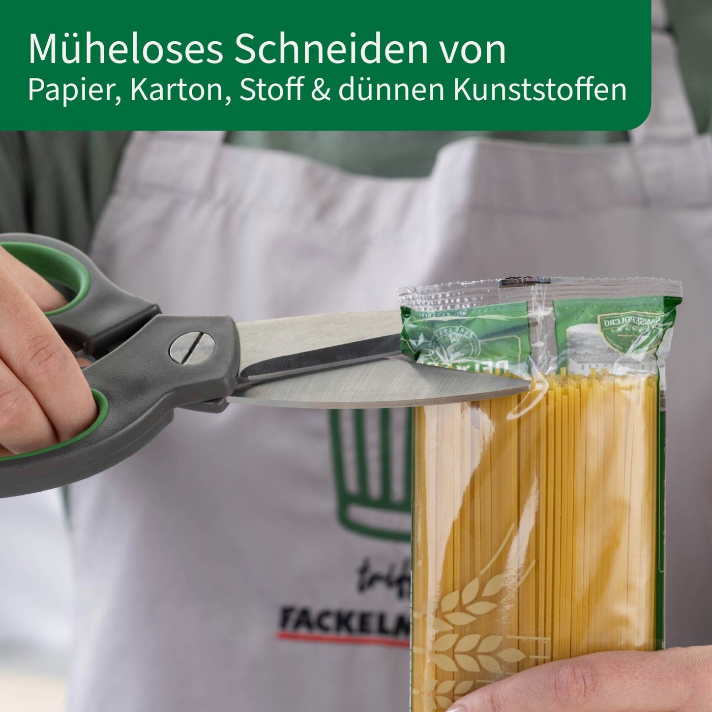 Chefkoch trifft Fackelmann Universalschere Multifunktionsschere "Bonn": Edelstahlklinge 230mm – Soft-Grip – Bild 3 von 5