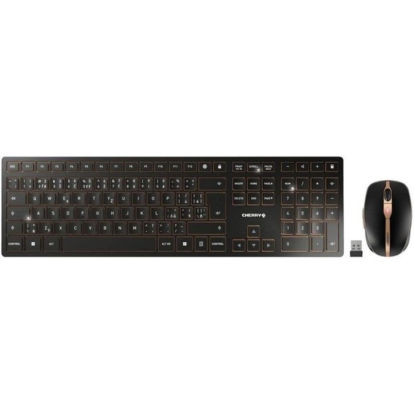 Cherry DW 9000 SLIM, Kabelloses, CZ/SK Layout (QWERTZ/QWERTY), Schwarz-Bronze Tastatur- und Maus-Set