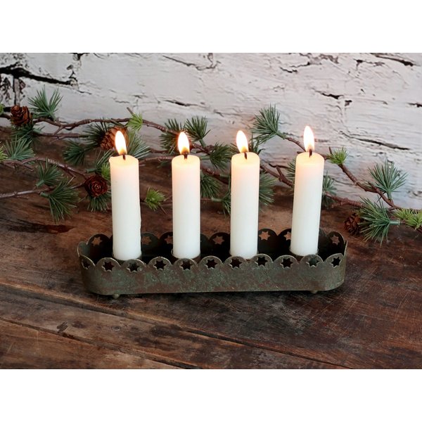Chic Antique Standkerzenhalter Kerzenständer Adventskerzenhalter Zink Kerzenhalter Vintage Landhaus (geeignet für Stab- und Tafelkerzen), Adventskerzenhalter vo