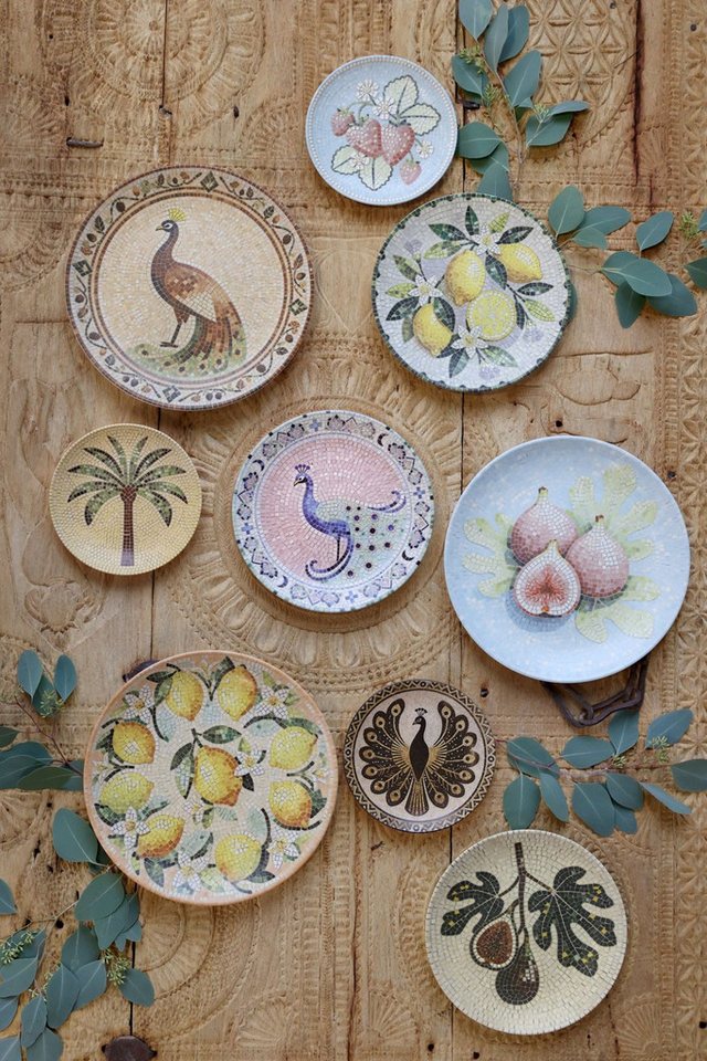 Chic Antique Teller Mediterranes Mosaik Tablett Steingut Chartres – Bild 5 von 5