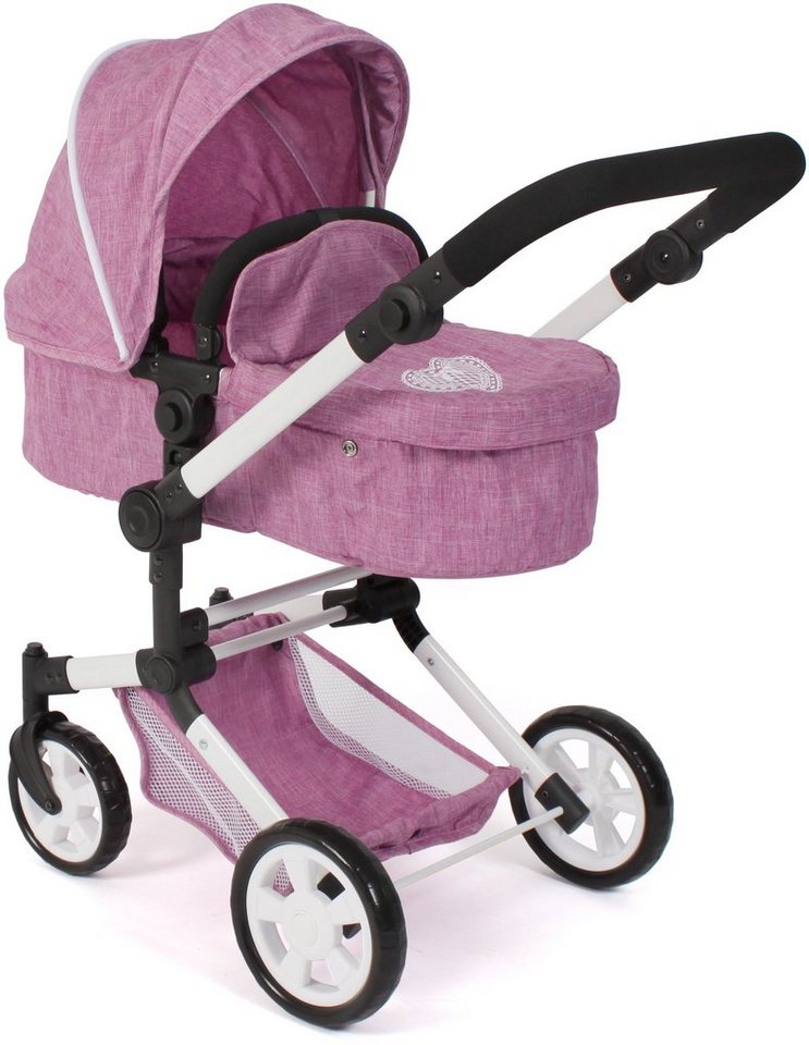 CHIC2000 Kombi-Puppenwagen Linus, Jeans Pink, (Set), mit Babywanne und Autositz – Bild 2 von 5