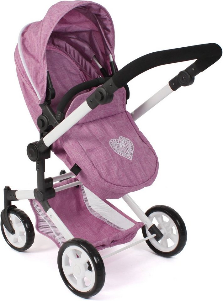 CHIC2000 Kombi-Puppenwagen Linus, Jeans Pink, (Set), mit Babywanne und Autositz – Bild 4 von 5