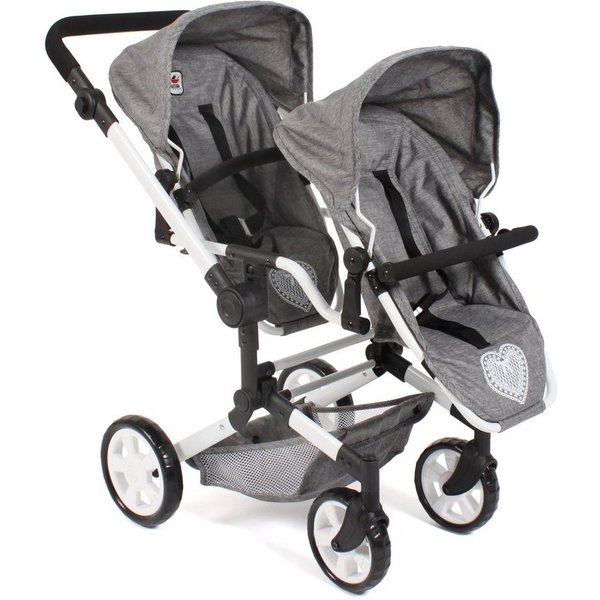 CHIC2000 Puppen-Zwillingsbuggy Linus Duo, mit zwei abnehmbaren, bis in Liegeposition verstellbaren Sportsitzen