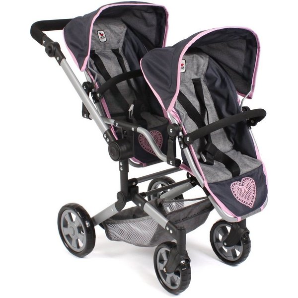 CHIC2000 Puppen-Zwillingsbuggy Linus Duo, mit zwei abnehmbaren, bis in Liegeposition verstellbaren Sportsitzen
