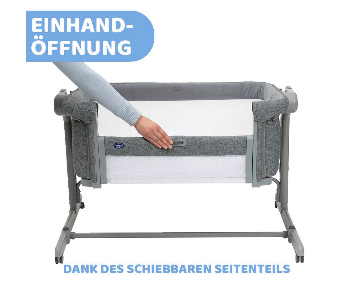 Chicco Beistellbett Next2Me Magic Evo Dark Grey, mit Schaukelmodus, inklusive Transporttasche – Bild 2 von 5