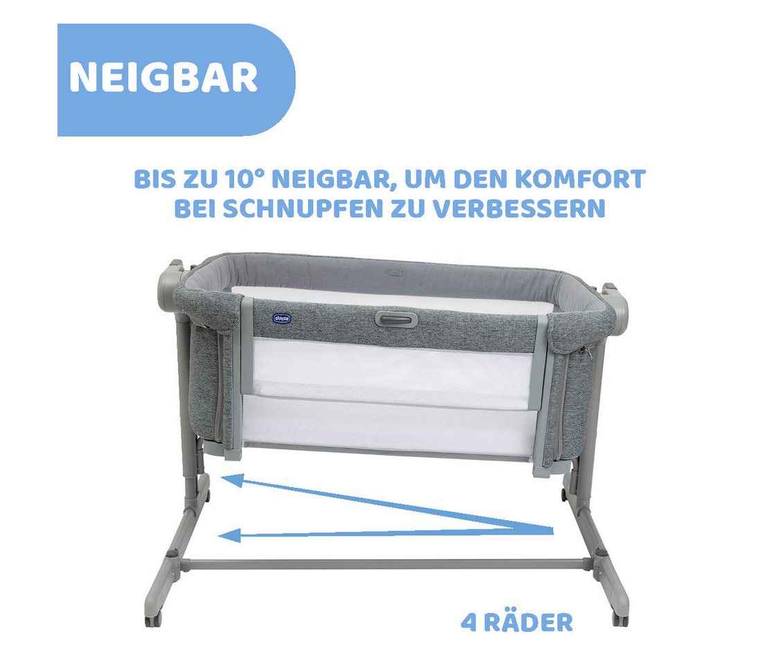 Chicco Beistellbett Next2Me Magic Evo Dark Grey, mit Schaukelmodus, inklusive Transporttasche – Bild 5 von 5
