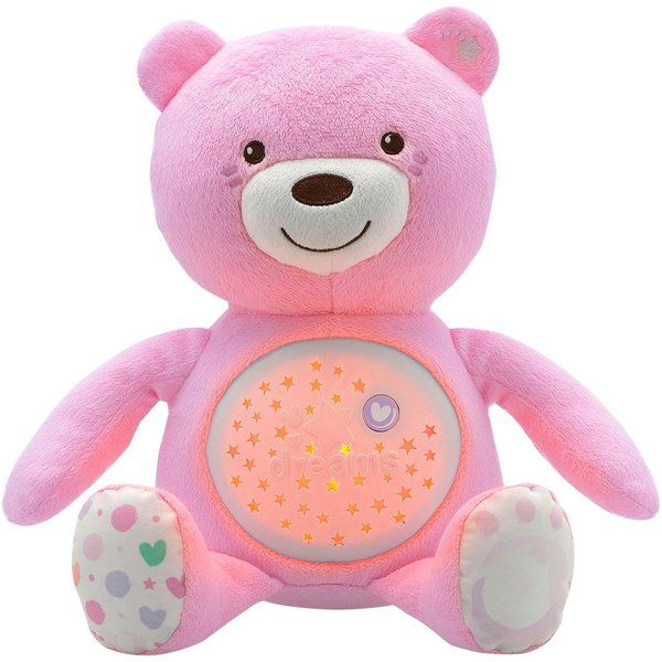 Chicco Kuscheltier First Dreams Baby Bär, Rosa, mit Lichtprojektion und Soundfunktion