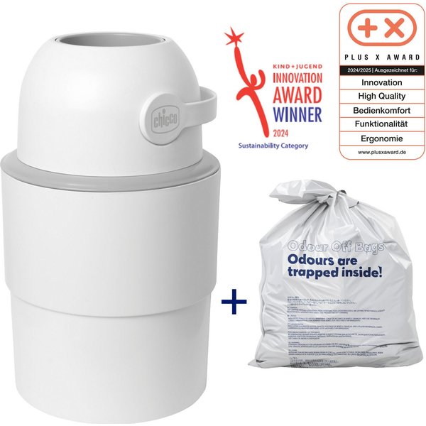 Chicco Windeleimer Odour Off, inkl. 1 Pack Müllbeutel Odouzr off, teilweise aus recyceltem Material