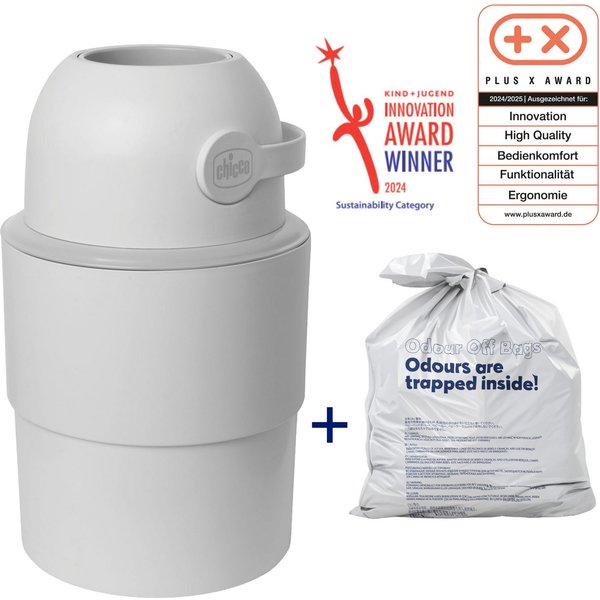 Chicco Windeleimer Odour Off, inkl. 1 Pack Müllbeutel Odouzr off, teilweise aus recyceltem Material