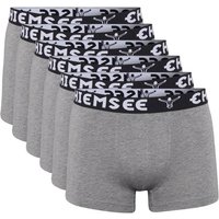 CHIEMSEE Herren Boxershorts, 6er Pack - Shorts, Logobund, einfarbig, Größe S in Grau