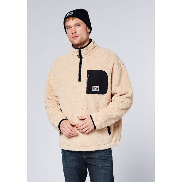 Chiemsee Strickfleece-Pullover Teddyfleecepullover hoch geschlossener Ausschnitt, mit Brusttasche und Eingrifftaschen