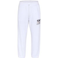 CHIEMSEE Sweathose mit Retro Print und elastischem Beinabschluss, Größe L in Weiß