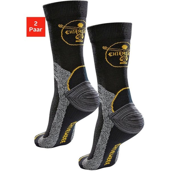 Chiemsee Wandersocken Herren Sportsocken mit Wolle, Outdoor Socken (Packung, 2-Paar, Crew Sock) mit gepolsterten Dämpfungszonen