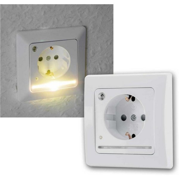 ChiliTec DELPHI Schutzkontakt-Steckdose weiß, mit LED Licht Unterputzschalter