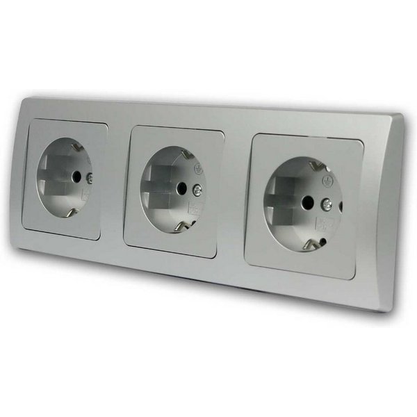 ChiliTec DELPHI Set "Beginner 3S" silber, 3-fach Steckdose Unterputzschalter