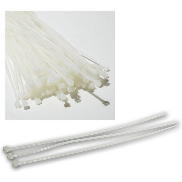 ChiliTec Kabelbinder 100er Pack Kabelbinder, 200mm x 2,5mm, transparent