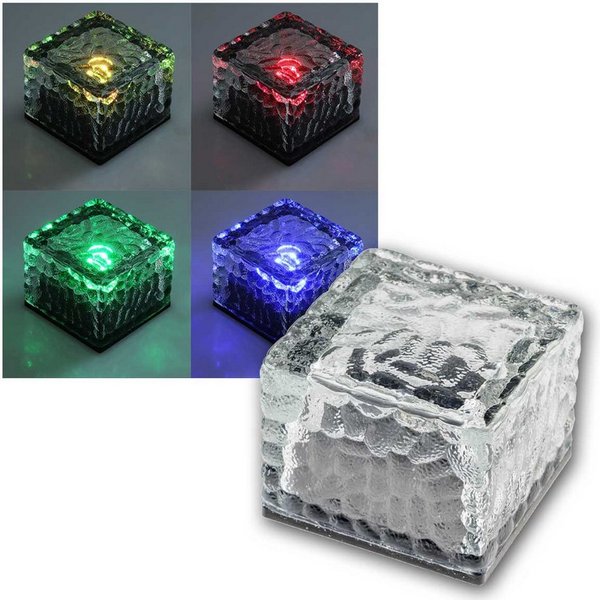 ChiliTec LED Solarleuchte Solar Dekosteine RGB-bunt, IP65, 4er Set, Lichtsen, RGB/mehrfarbig