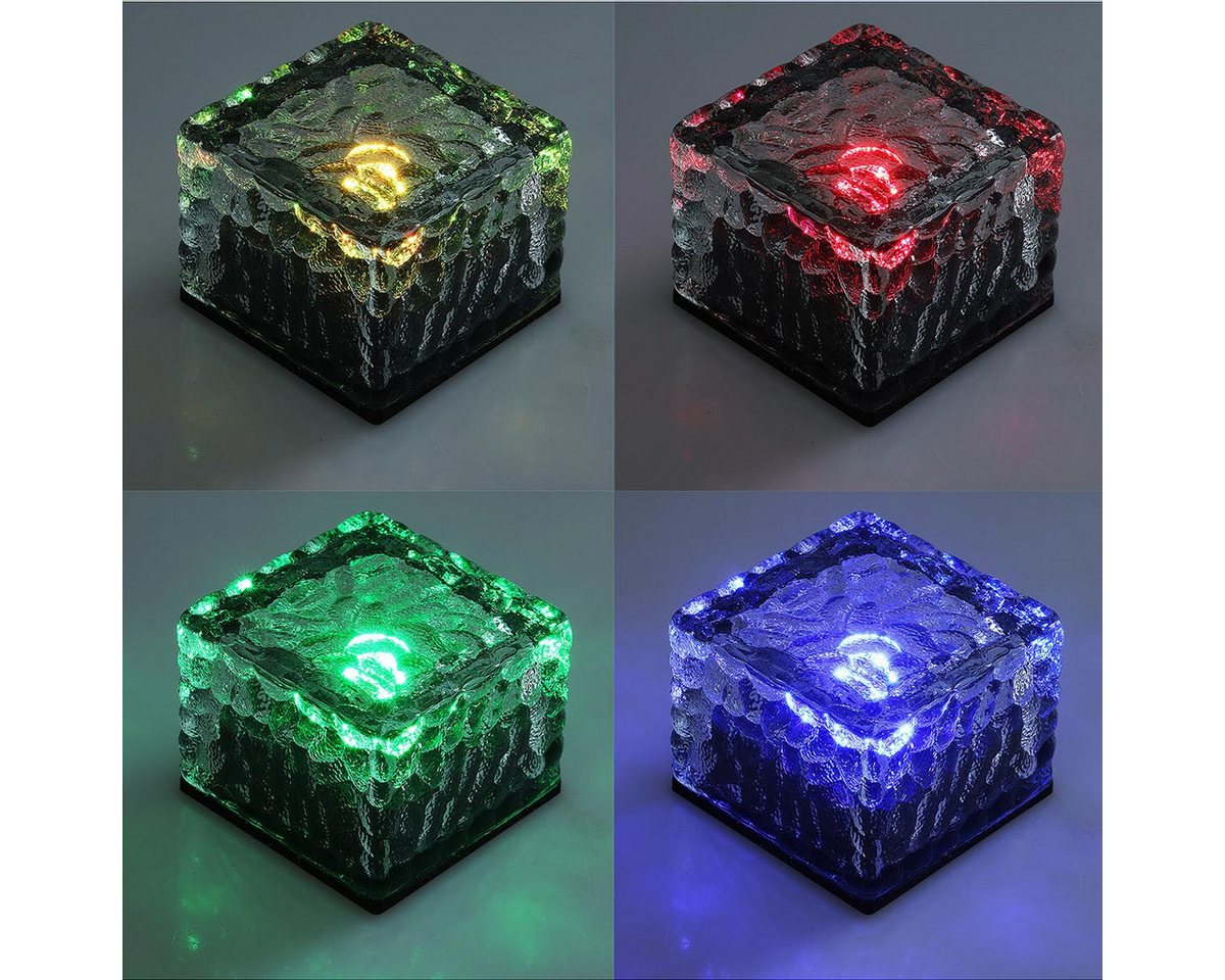 ChiliTec LED Solarleuchte Solar Dekosteine RGB-bunt, IP65, 4er Set, Lichtsen, RGB/mehrfarbig – Bild 2 von 5